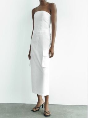 NWOT Zara Strapless Cargo Utility Dress XS